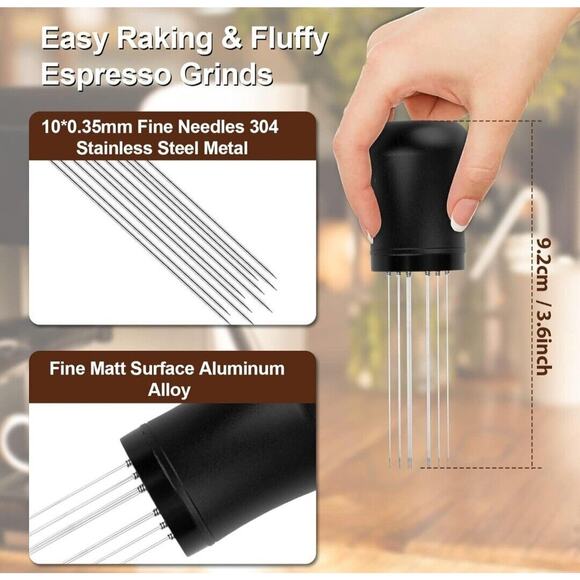 Professional Espresso Distribution Tool with 7×0.35mm Stainless Needles Extra 7 - Picture 3 of 7